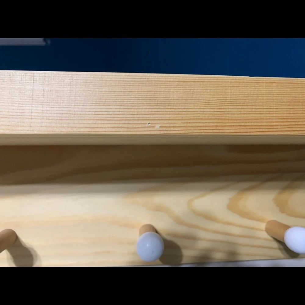 Pine Wall Shelf with 4 Coat Pegs